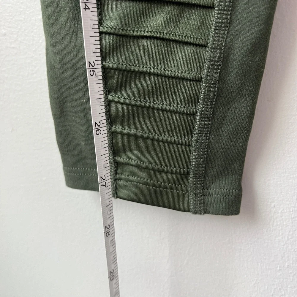 alo Yoga Olive Green Sheer Panel Yoga Leggings
